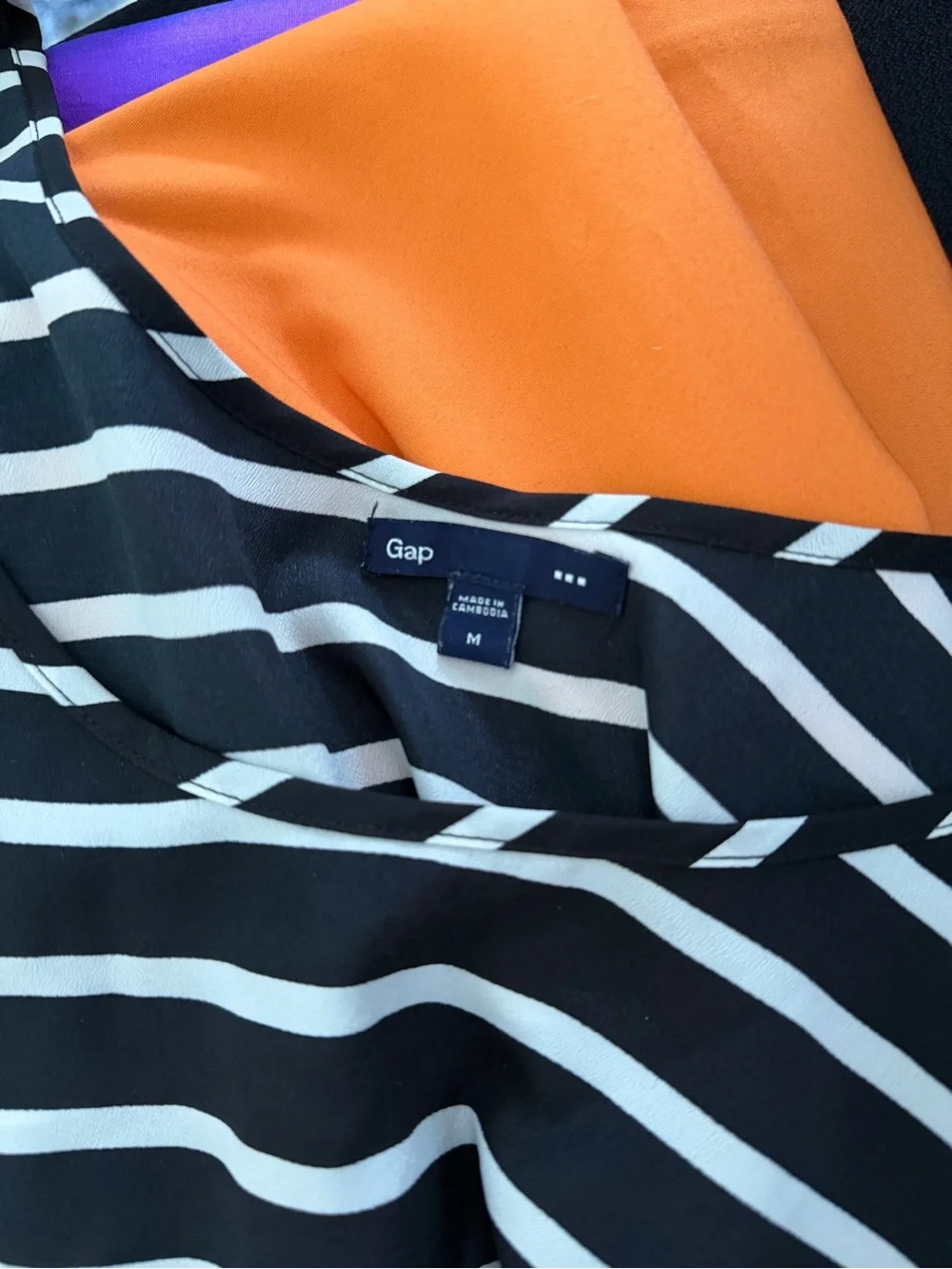 GAP Black and White Striped Peplum Tank